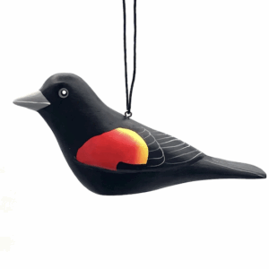 Red winged blackbird balsa wood ornament