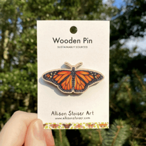 Monarch Butterfly Wooden Pin